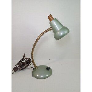 Vintage Leviton Steel Desk Lamp Articulating Gooseneck Retro Style Sage Green